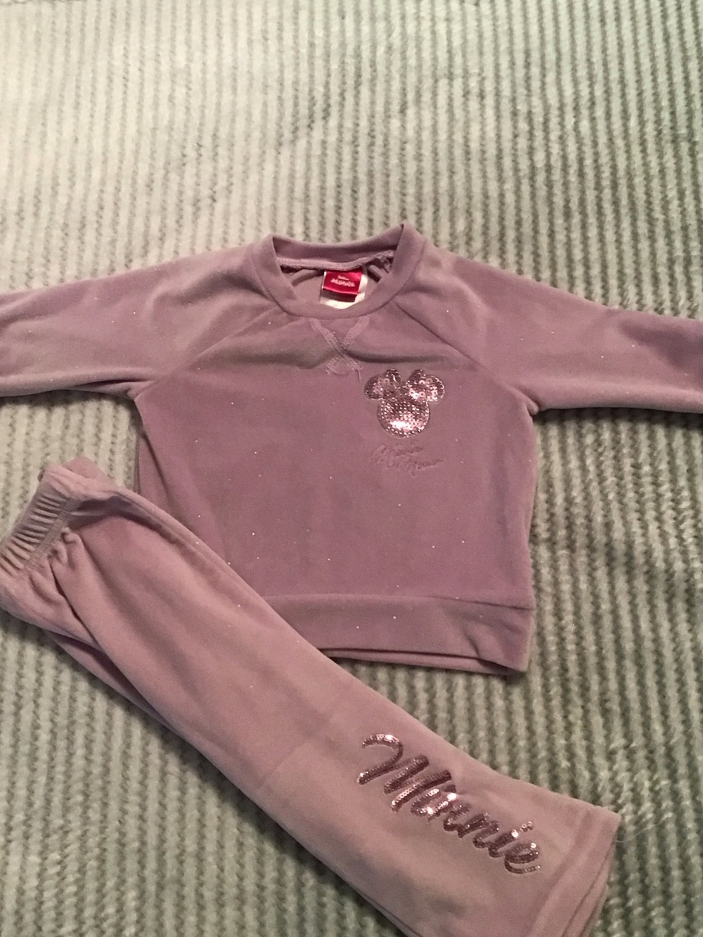 Disney Girls Lavender Sparkle Minnie Matching Set 18M EUC